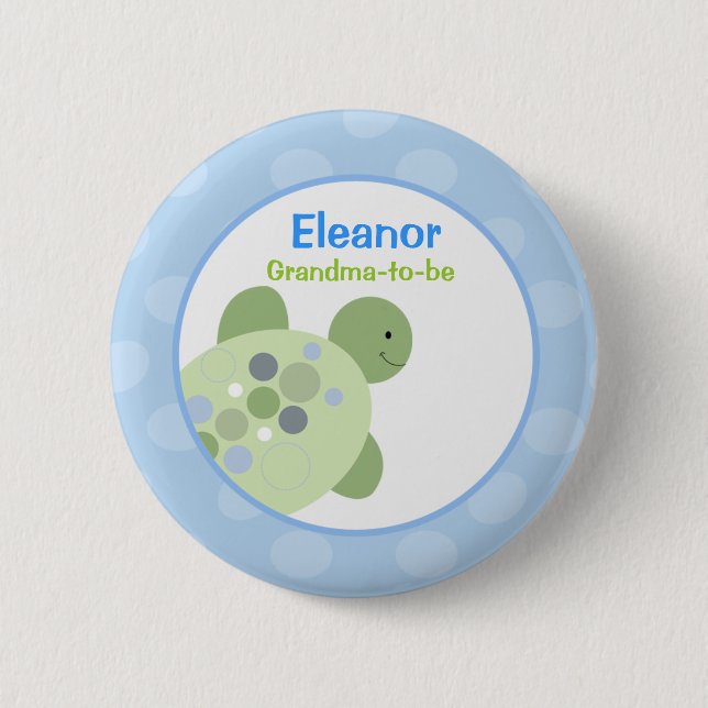 REEF TURTLE NAME TAG Personalised Button (Front)