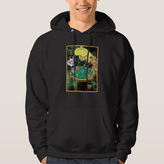 Reefer Kitties Playing Poker   For Feline Poker Re Hoodie (Front)