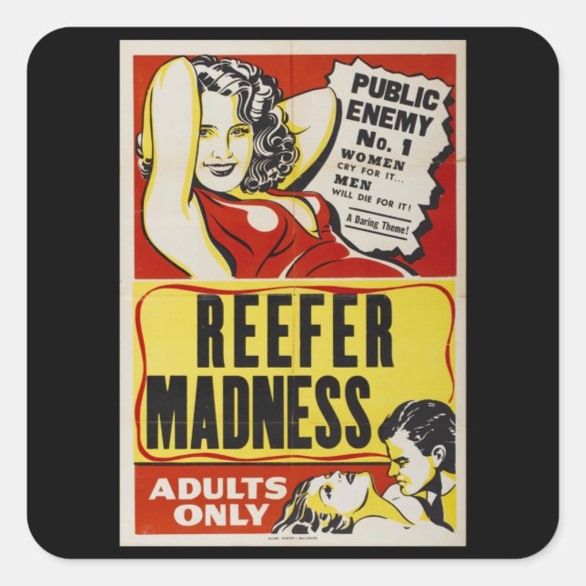 Reefer madness retro vintage poster square sticker (Front)