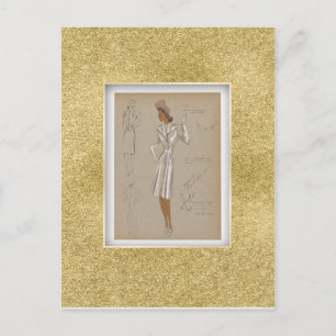 Reefer topcoat worn over 2 piece suit. 1940s postcard