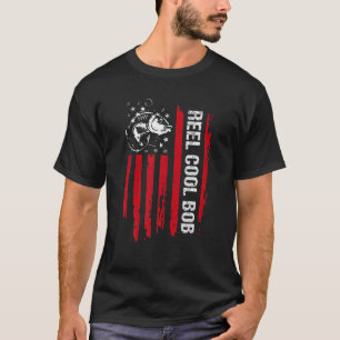Reel Cool BOB American Flag Fishing Father's Day T-Shirt