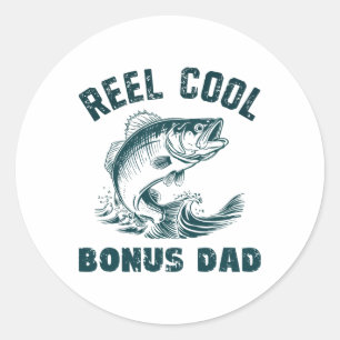 Reel Cool Bonus Dad Fishing Vintage Style Step-dad Classic Round Sticker