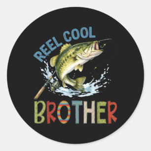 Reel Cool Brother Fishing Brother Birthday Vintage Classic Round Sticker