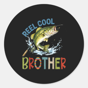 Reel cool brother fishing brother birthday vintage classic round sticker