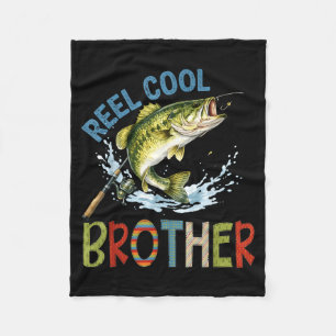 Reel cool brother fishing brother birthday vintage fleece blanket