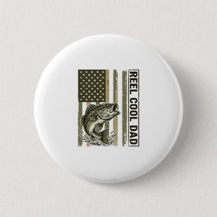 Reel Cool Dad Bass Fishing Flag Vector Design_1 6 Cm Round Badge