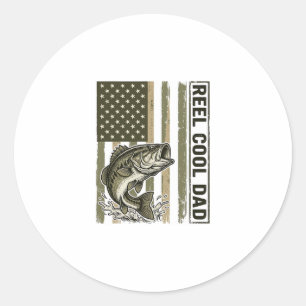 Reel Cool Dad Bass Fishing Flag Vector Design_1 Classic Round Sticker