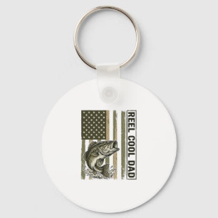 Reel Cool Dad Bass Fishing Flag Vector Design_1 Key Ring