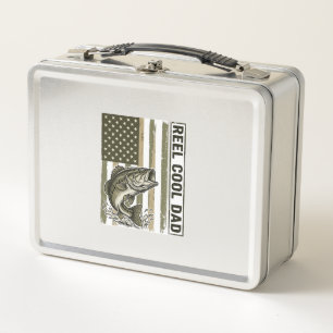 Reel Cool Dad Bass Fishing Flag Vector Design_1 Metal Lunch Box