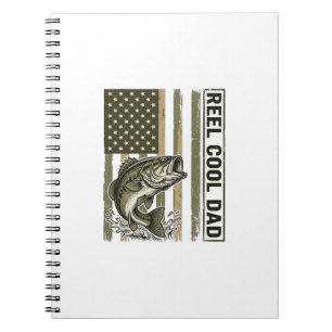 Reel Cool Dad Bass Fishing Flag Vector Design_1 Notebook