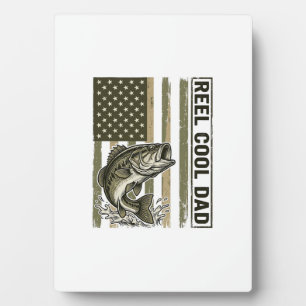 Reel Cool Dad Bass Fishing Flag Vector Design_1 Plaque