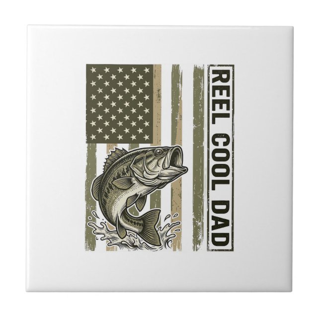 Reel Cool Dad Bass Fishing Flag Vector Design_1 Tile (Front)