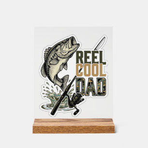 Reel Cool Dad Bass Fishing Vintage Engraving Desig Acrylic Sign