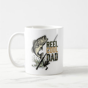 Reel Cool Dad Bass Fishing Vintage Engraving Desig Coffee Mug