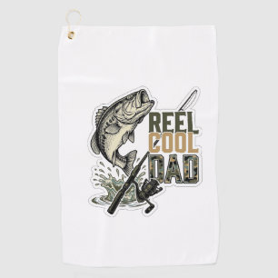 Reel Cool Dad Bass Fishing Vintage Engraving Desig Golf Towel