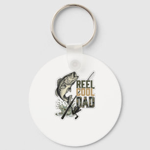 Reel Cool Dad Bass Fishing Vintage Engraving Desig Key Ring