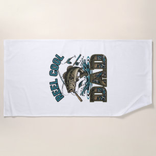 Reel Cool Dad Bass Fishing Vintage Vector Design_1 Beach Towel