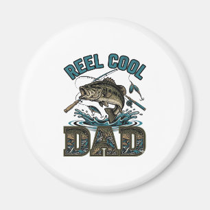 Reel Cool Dad Bass Fishing Vintage Vector Design_1 Magnet