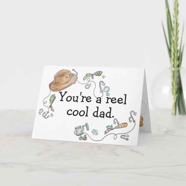 Reel Cool Dad Fathers Day Fishing Pun Card (Front)
