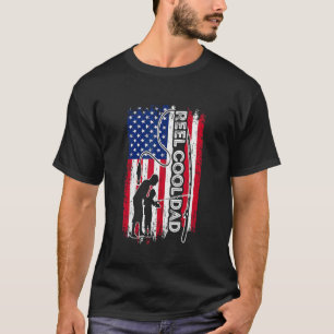 Reel Cool Dad Fish American Flag Fisherman Dad Fat T-Shirt