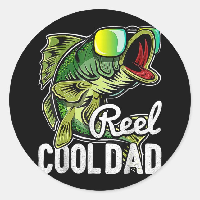 Reel Cool Dad Fisherman Daddy Fishing Fisherman Classic Round Sticker (Front)