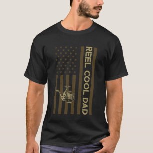 Reel Cool Dad Fisherman Grandpa US Flag Camouflage T-Shirt