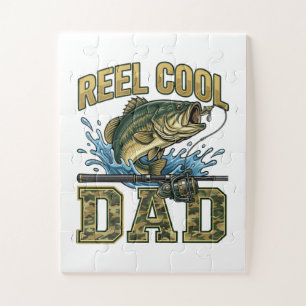 Reel Cool Dad Fishing Bass Father's Day Jigsaw Puzzle