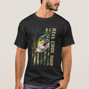 Reel Cool Dad Fishing Camo Flag Father's Day Fishe T-Shirt
