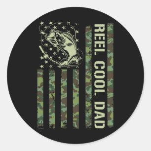 Reel Cool Dad Fishing Dad Fisherman Father's Day Classic Round Sticker