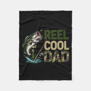 Reel cool dad fishing daddy camouflage fisherman fleece blanket