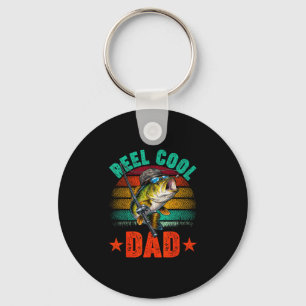 Reel cool dad fishing daddy funny father's day key ring
