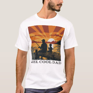 Reel Cool Dad Fishing Father Son Sunset T-Shirt