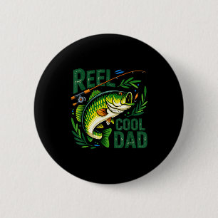 Reel cool dad fishing fisherman happy father's day 6 cm round badge