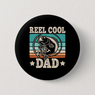Reel Cool Dad Fishing Papa Vintage Daddy Fathers D 6 Cm Round Badge