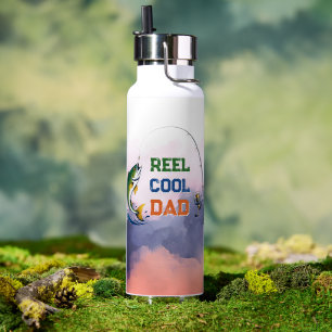 Reel Cool Dad Fishing Pun Funny Father's Day Gift Water Bottle