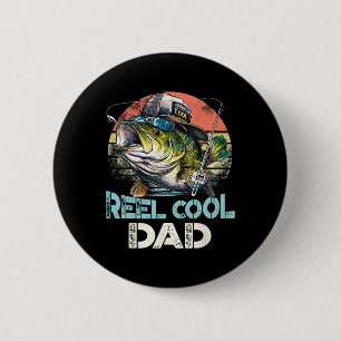 Reel Cool Dad Fishing Vintage Retro Father's Day 6 Cm Round Badge