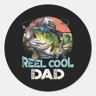 Reel Cool Dad Fishing Vintage Retro Father's Day Classic Round Sticker
