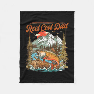 Reel cool dad funny fishing rainbow fisherman (on fleece blanket