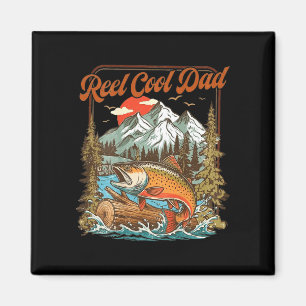 Reel cool dad funny fishing rainbow fisherman (on magnet