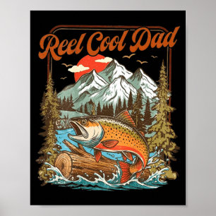 Reel cool dad funny fishing rainbow fisherman (on poster