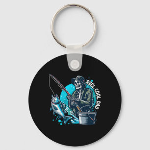 Reel Cool Dad Funny Skeleton Fishing Dad Father's Key Ring