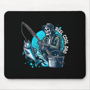 Reel Cool Dad Funny Skeleton Fishing Dad Father's  Mouse Mat