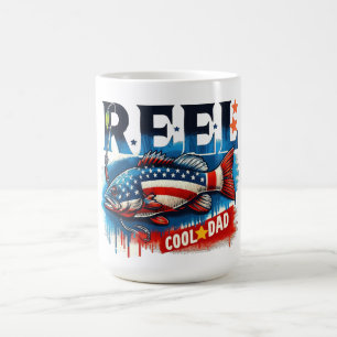 Reel Cool Dad – Patriotic Fishing Style Coffee Mug