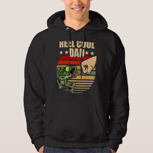 Reel Cool Dad Retro Fishing Father's Day Fist Bump Hoodie (Front)