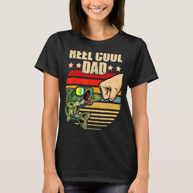 Reel Cool Dad Retro Fishing Father's Day Fist Bump T-Shirt (Front)