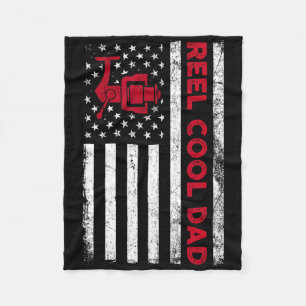 Reel Cool Dad Shirt American Flag Fly Fishing Spin Fleece Blanket