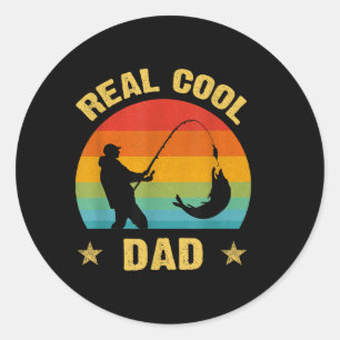 Reel Cool dad Shirt Fishing Daddy Fathers Day Classic Round Sticker