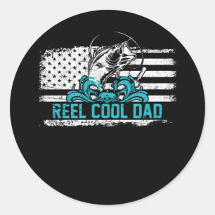 Reel Cool Dad USA Flag Fishing Father's Day Classic Round Sticker