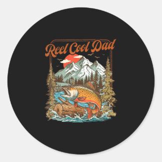 Reel cool dad vintage fishing rainbow trout classic round sticker