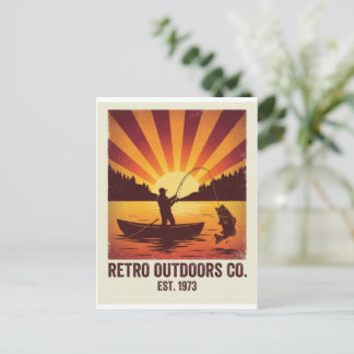Reel Cool Dad Vintage Fishing Retro Sunset  Postcard